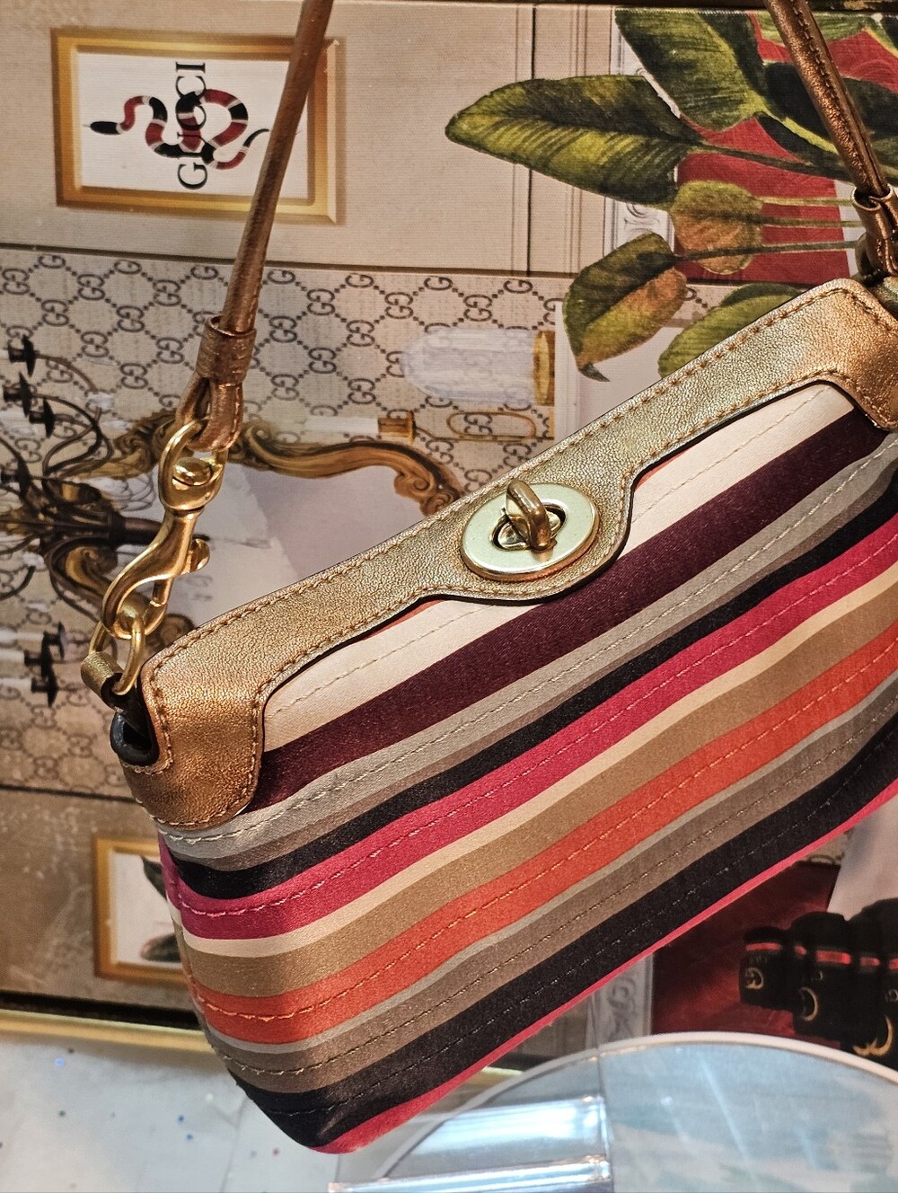 Coach Legacy Multicolor Satin Striped Women's Mini Bag/Wrislet - Picture 12 of 16